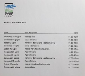 Mercatini estivi 2016